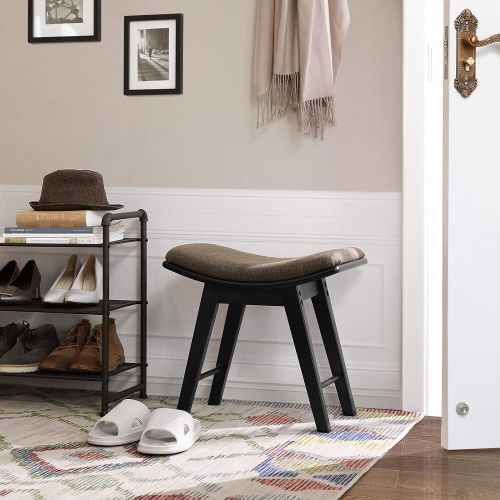  [아마존 핫딜]  [아마존핫딜]SONGMICS Vanity Stool, Modern Makeup Dressing Stool with Concave Seat Surface, Padded Bench with Rubberwood Legs, Capacity 286lb, Easy Assembly, Black URDS51BK