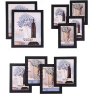 [아마존 핫딜]  [아마존핫딜]SONGMICS Picture Frames Set of 10 Frames with Glass Front - Two 8x10 Inches in, Four 5x7 Inches in, Four 4x6 Inches in, Collage Photo Frames Wood Grain Black URPF10B