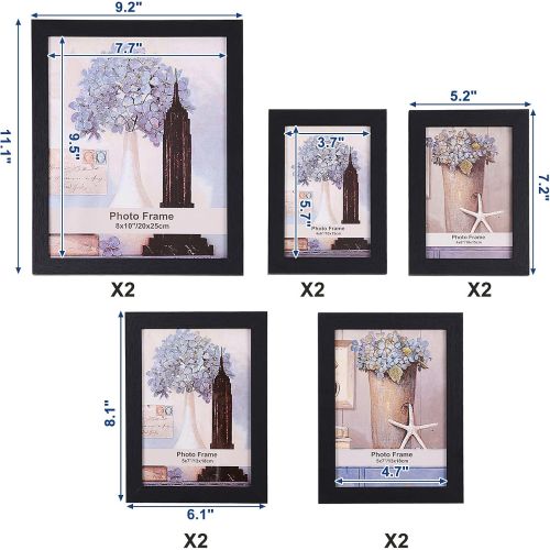  [아마존 핫딜]  [아마존핫딜]SONGMICS Picture Frames Set of 10 Frames with Glass Front - Two 8x10 Inches in, Four 5x7 Inches in, Four 4x6 Inches in, Collage Photo Frames Wood Grain Black URPF10B