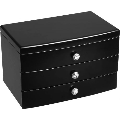  [아마존 핫딜]  [아마존핫딜]SONGMICS Jewelry Box Wooden Case Organizer with Large Mirror Black UJOW03B