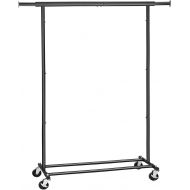 [아마존 핫딜]  [아마존핫딜]SONGMICS Clothing Garment Rack on Wheels, Heavy-Duty Clothes Rack, Collapsible, with Extendable Hanging Rail, Bottom Storage Shelf, Black UHSR13BK