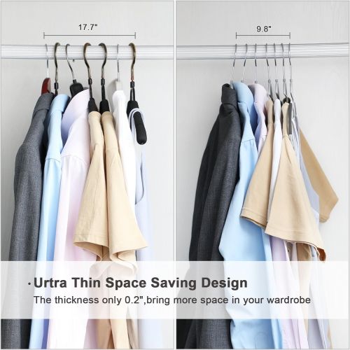  [아마존 핫딜] [아마존핫딜]SONGMICS 50 Pack Plastic Hangers Space Saving Clothes Hangers, Ultra Thin with Non Slip Rubber Coating, Scarf and Tie Bar, 360° Swivel Hook, Dark Gray, UCRP41G-50