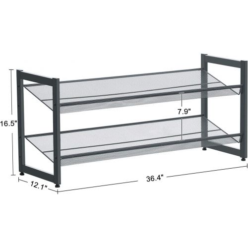  [아마존 핫딜] [아마존핫딜]SONGMICS Shoe Rack, 2-Tier Stackable Shoe Storage Shelf, Metal Mesh, Flat or Angled Shoe Organizer for 8 to 10 Pairs of Shoes, Short Boots, High Heels, Cool Gray ULMR02GB