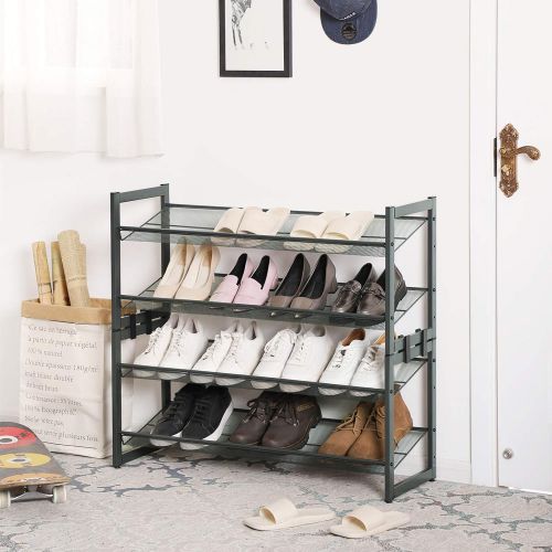  [아마존 핫딜] [아마존핫딜]SONGMICS Shoe Rack, 2-Tier Stackable Shoe Storage Shelf, Metal Mesh, Flat or Angled Shoe Organizer for 8 to 10 Pairs of Shoes, Short Boots, High Heels, Cool Gray ULMR02GB