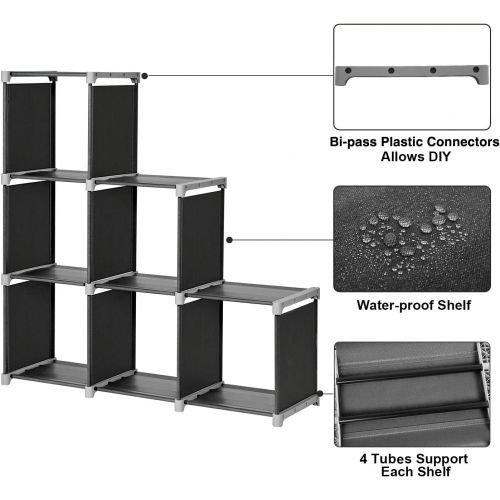  [아마존 핫딜] [아마존핫딜]SONGMICS 6-Cube Storage Rack, Staircase Organizer, DIY Storage Shelf, Bookcase in Living Room, Children’s Room, Bedroom, for Toys and Daily Necessities, Black ULSN63H