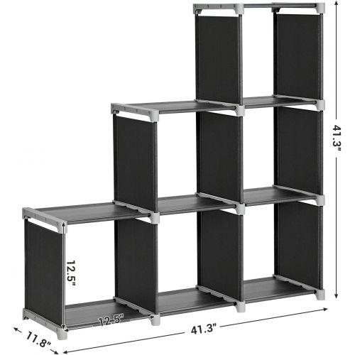  [아마존 핫딜] [아마존핫딜]SONGMICS 6-Cube Storage Rack, Staircase Organizer, DIY Storage Shelf, Bookcase in Living Room, Children’s Room, Bedroom, for Toys and Daily Necessities, Black ULSN63H