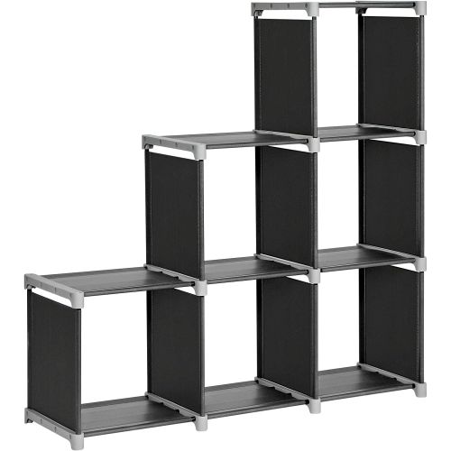  [아마존 핫딜] [아마존핫딜]SONGMICS 6-Cube Storage Rack, Staircase Organizer, DIY Storage Shelf, Bookcase in Living Room, Children’s Room, Bedroom, for Toys and Daily Necessities, Black ULSN63H