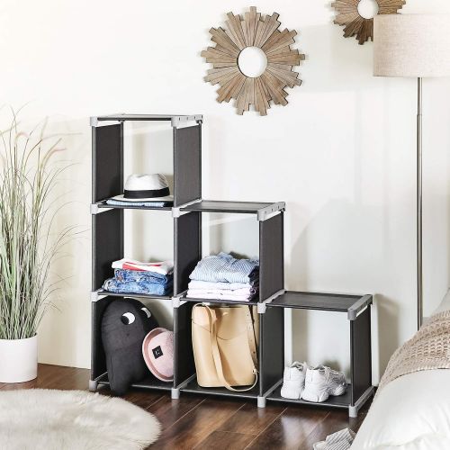  [아마존 핫딜] [아마존핫딜]SONGMICS 6-Cube Storage Rack, Staircase Organizer, DIY Storage Shelf, Bookcase in Living Room, Children’s Room, Bedroom, for Toys and Daily Necessities, Black ULSN63H