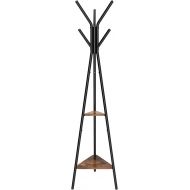 [아마존핫딜][아마존 핫딜] SONGMICS Coat Rack Stand, Coat Tree, Hall Tree Free Standing, Industrial Style, with 2 Shelves, for Clothes, Hat, Bag, Black, Vintage URCR16BX