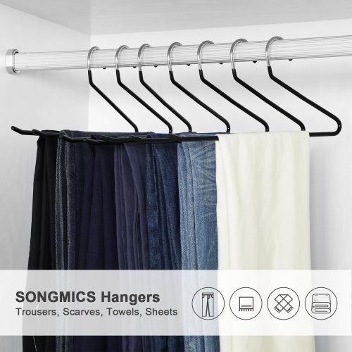  [아마존 핫딜] [아마존핫딜]SONGMICS 20 Pack Pants Hangers, Open Ended Easy Slide Trouser Organizers, Non-Slip, Black UCRI004-20