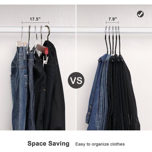  [아마존 핫딜] [아마존핫딜]SONGMICS 20 Pack Pants Hangers, Open Ended Easy Slide Trouser Organizers, Non-Slip, Black UCRI004-20