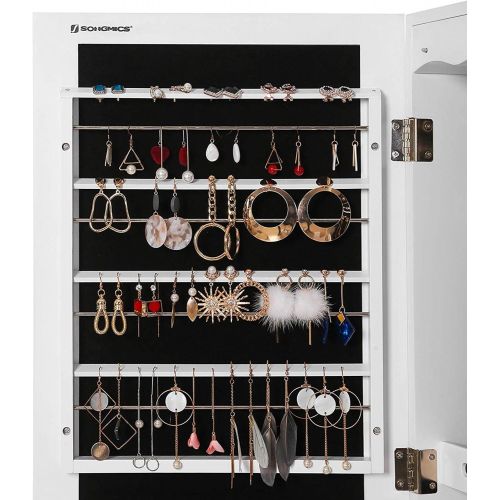  [아마존 핫딜] SONGMICS LED Jewelry Cabinet Armoire with 6 Drawers Lockable Door/Wall Mounted Jewelry Organizer White Patented UJJC88W