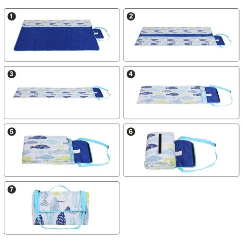  [아마존 핫딜]  [아마존핫딜]SONGMICS Waschbare Picknickdecke fuer Outdoor,faltbar zu Tasche mit Schultergurt,leichte Campingdecke,ideal fuer Reise,warmeisoliert 195 x 150 cm GCM80UW