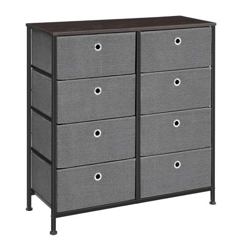  SONGMICS 4-Tier Wide Drawer Dresser, Storage Unit with 8 Easy Pull Fabric Drawers and Metal Frame, Wooden Tabletop for Closets, Nursery, Dorm Room, Hallway, 31.5 x 11.8 x 32.1 Inch