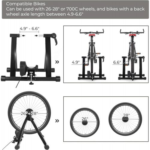  [아마존베스트]SONGMICS Magnetic Bike Trainer Stand with Noise Reduction Wheel, Black USBT003B01