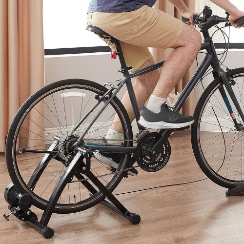  [아마존베스트]SONGMICS Magnetic Bike Trainer Stand with Noise Reduction Wheel, Black USBT003B01