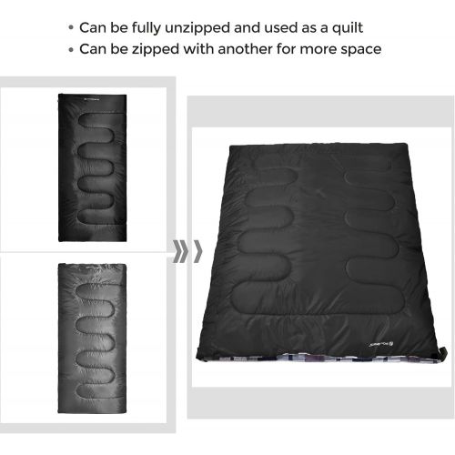  SONGMICS Sleeping Bag for Adults Boys and Girls, Washed Cotton Liner, Backpacking Hiking Camping, Warm and Cold Weather 3 Seasons, Ultralight Portable, Indoor and Outdoor, with Com