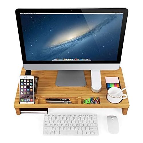  [아마존베스트]Songmics Bamboo Monitor Stand, Ergonomic Laptop Stand