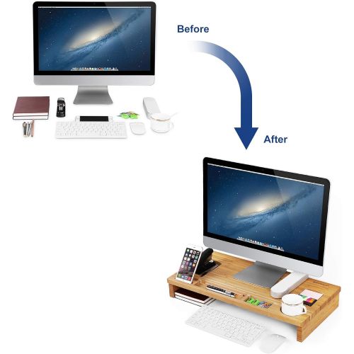  [아마존베스트]Songmics Bamboo Monitor Stand, Ergonomic Laptop Stand