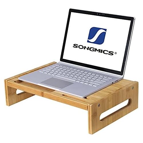  [아마존베스트]Songmics Bamboo Monitor Stand for Laptop with Storage Space as Desktop Organiser