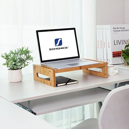  [아마존베스트]Songmics Bamboo Monitor Stand for Laptop with Storage Space as Desktop Organiser