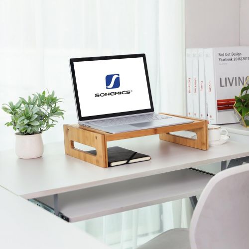  [아마존베스트]Songmics Bamboo Monitor Stand for Laptop with Storage Space as Desktop Organiser