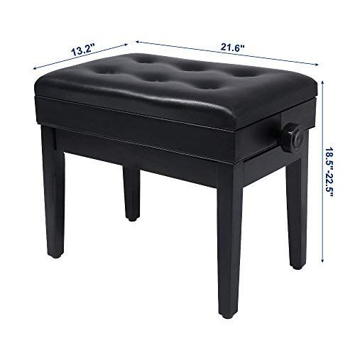  SONGMICS Adjustable Wooden Piano Bench Stool with Sheet Music Storage Black ULPB57H