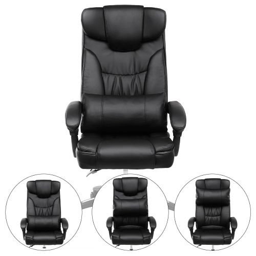  SONGMICS Office Chair, Original Design Executive Swivel Chair with Foldable Headrest, Adjustable Pillow, Black UOBG76B-
