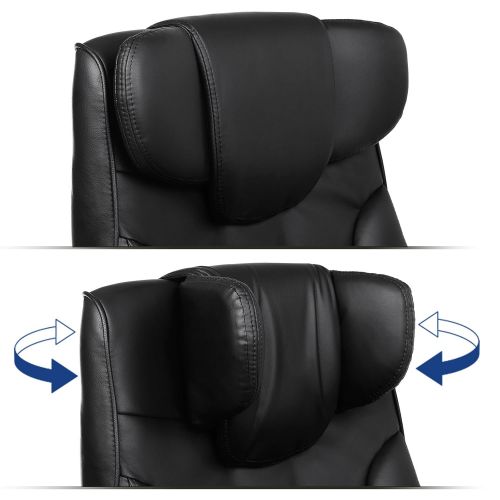  SONGMICS Office Chair Ergonomic Executive Gaming Swivel Chair with Foldable Headrest and Pull-Out Footrest Extra Large Black, Original Design UOBG75B-