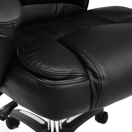  SONGMICS Office Chair Ergonomic Executive Gaming Swivel Chair with Foldable Headrest and Pull-Out Footrest Extra Large Black, Original Design UOBG75B-