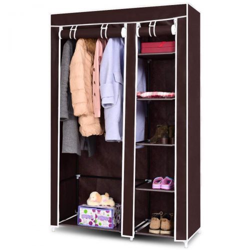 SONGMICS Clothes Closet Portable Wardrobe Storage Organizer with Shelves Claret 43 43.3 x 17.7 x 69