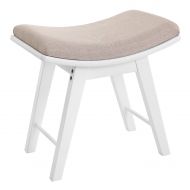 SONGMICS Vanity Stool Modern Concave Seat Surface Makeup Dressing Stool Padded Bench with Rubberwood Legs, Capacity 286lb, Easy Assembly, White URDS51W