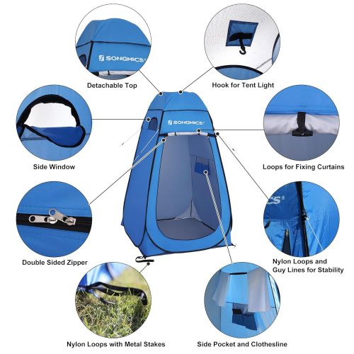  SONGMICS Portable Pop up Tent, Dressing Room Privacy Shelter, for Outdoor Camping Fishing Beach Shower Toilet, with Zippered Carrying Bag