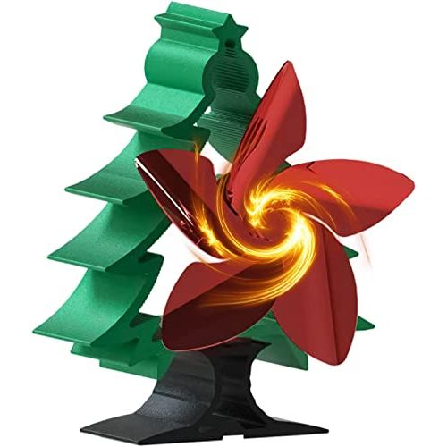  SONGYDZ 5 Blade Heat Fan Beautifully Christmas Tree Shape Fireplace Fan, Low Power Consumption High Efficiency Thermal Stove Fan for Home Wood Log Burner Fireplace