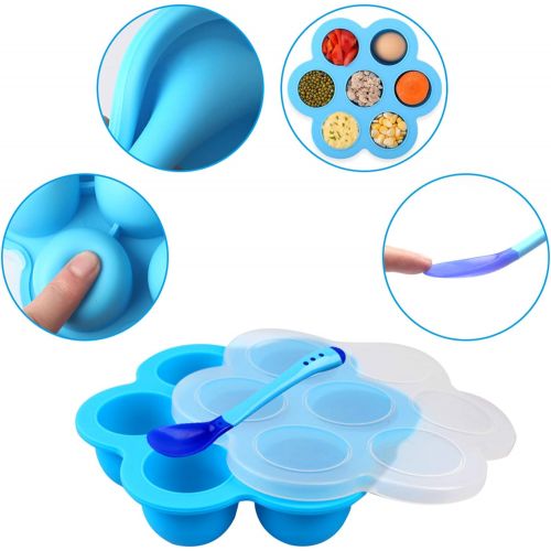 SONGZIMING Silicone Egg Bites Mold Set of 4, Steamer Rack with Heat resistant Handle and Spoon,Reusable Sous Vide Egg Poacher with Lid Fits Instant Pot 5,6,8 qt Pressure Cooker