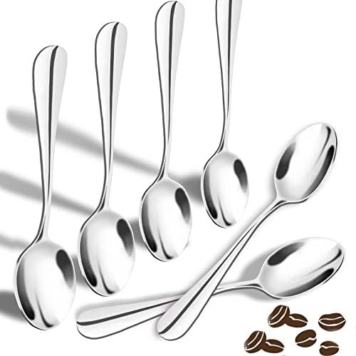  [아마존베스트]SONGZIMING Demitasse Espresso Spoons, Mini Coffee Spoon, 18/10 Stainless Steel Small Spoons for Dessert, Tea,Set of 6