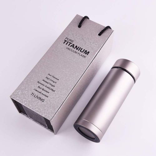  SONHUC Titanium Thermos Water Bottle with Tea Leaf Strainer Vacuum Insulated Camping Mug Business Gifts 11.9 oz  350ml