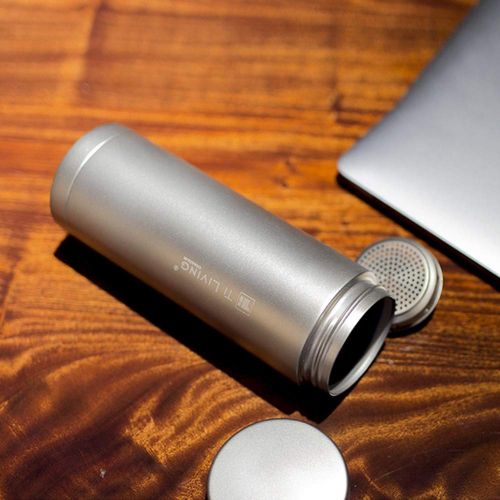  SONHUC Titanium Thermos Water Bottle with Tea Leaf Strainer Vacuum Insulated Camping Mug Business Gifts 11.9 oz  350ml