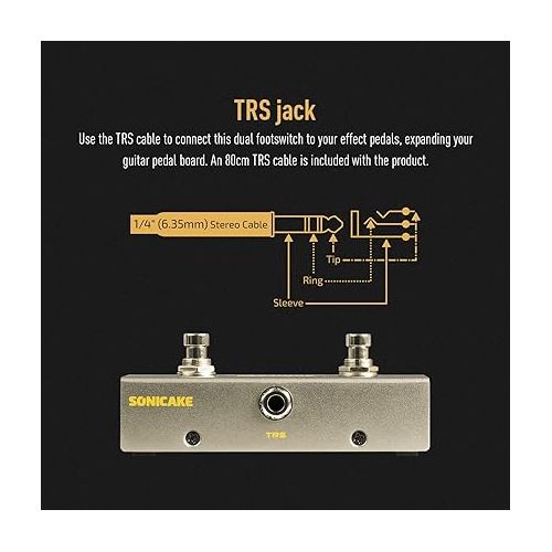  SONICAKE Dual Footswitch Pedal for Guitar Effect Pedal Dual Momentary Foot Switch Guitar Pedal with TRS Cable