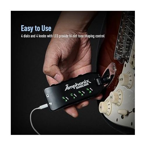  SONICAKE Guitar Headphone Amp Plug-In USB Rechargable Portable Pocket Guitar Amplifier With Bluetooth Multi-Effects Clean Overdrive Distortion Modulation Delay and Reverb