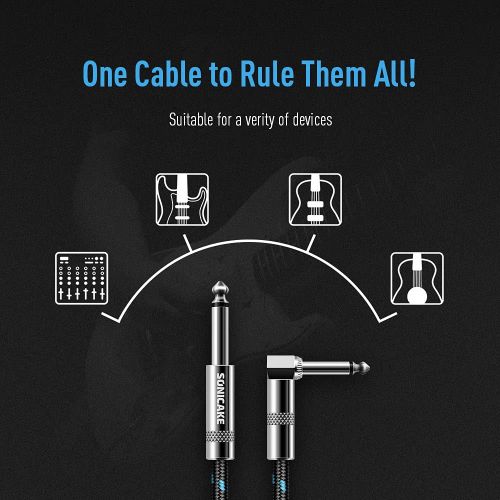  SONICAKE Guitar Accessories Premium 1/4 Inch 3 ft. 24AWG Lossless Signal Thru Guitar/Bass Amp Speaker Cable