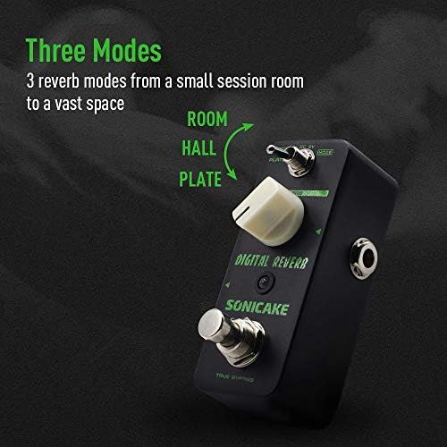  SONICAKE Reverb Pedal Reverb Guitar Pedal 3 Modes Room Hall Plate Guitar Effects Pedal Digital Reverb True Bypass