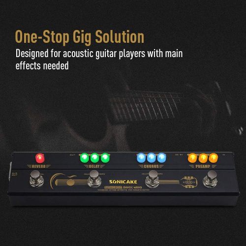  SONICAKE Acoustic Pedal Guitar Effect Acoustic Pedal Multi Effects Preamp Chorus Delay Reverb Acoustic Guitar Pedal Sonic Wood with XLR Output