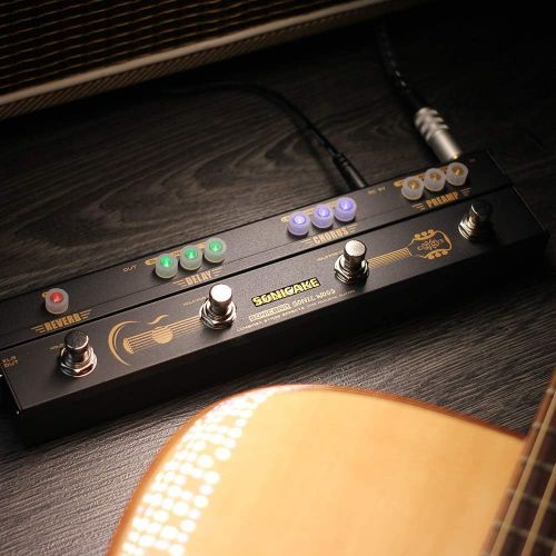  [아마존베스트]SONICAKE Sonic Wood Acoustic Guitar Preamp DI Box Multi Effects Chorus Delay Reverb Pedal with XLR Output