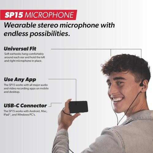  SonicPresence SP15C (USB-C) Microphone - Made in USA - New Binaural Microphone Powered by Spatial Audio Technology. Great for Podcasts, ASMR, Live Music, Sound for Video and Immers