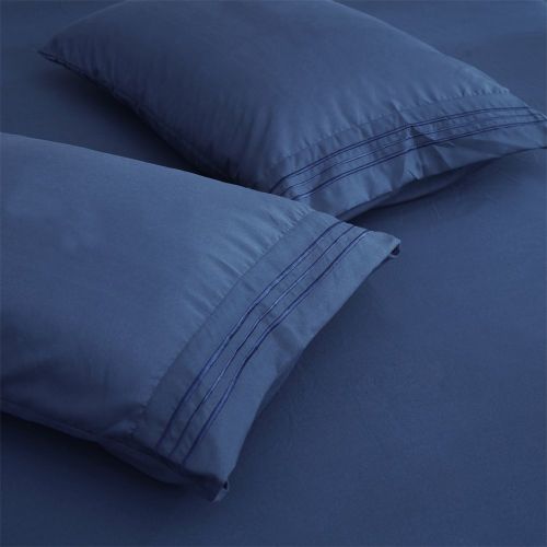  [아마존 핫딜]  [아마존핫딜]SONORO KATE Bed Sheets Set Sheets Microfiber Super Soft 1800 Thread Count Luxury Egyptian Sheets 16-Inch Deep Pocket Wrinkle Fade and Hypoallergenic - 6 Piece (King, Navy Blue)