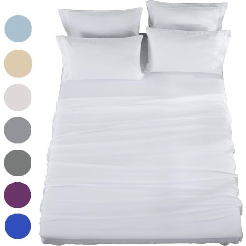  [아마존 핫딜] [아마존핫딜]SONORO KATE Bed Sheets Set Sheets Microfiber Super Soft 1800 Thread Count Luxury Egyptian Sheets 16-Inch Deep Pocket Wrinkle Fade and Hypoallergenic - 6 Piece (Full, White)