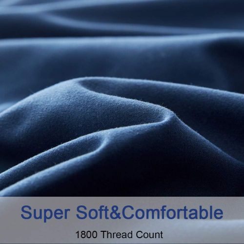  [아마존 핫딜] [아마존핫딜]Sonoro Kate Bed Sheet Set Super Soft Microfiber 1800 Thread Count Luxury Egyptian Sheets 18-Inch Deep Pocket Wrinkle and Hypoallergenic-4 Piece(Queen, Navy Blue)