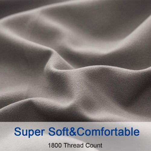  [아마존핫딜][아마존 핫딜] SONORO KATE Sonoro Kate Bed Sheet Set Super Soft Microfiber 1800 Thread Count Luxury Egyptian Sheets 18-Inch Deep Pocket Wrinkle and Hypoallergenic-4 Piece(King Grey)