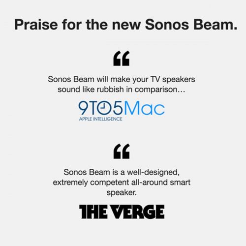 소노스 Sonos Beam - Smart TV Sound Bar with Amazon Alexa Built-in - Black